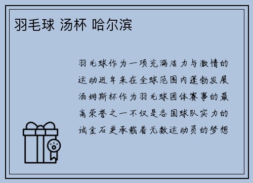 羽毛球 汤杯 哈尔滨
